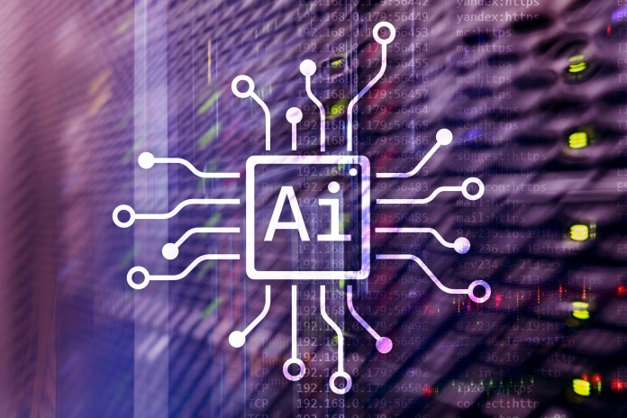 AI, Artificial intelligence, automation and modern information technology concept on virtual screen.