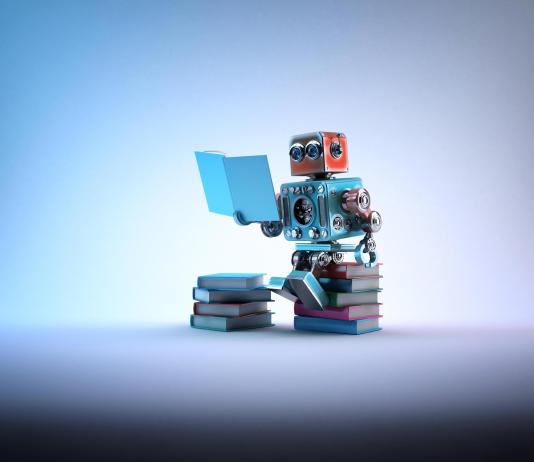 Robot reading book