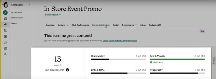 mailchimp content optimizer