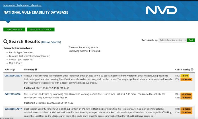 NVD adversarial machine learning