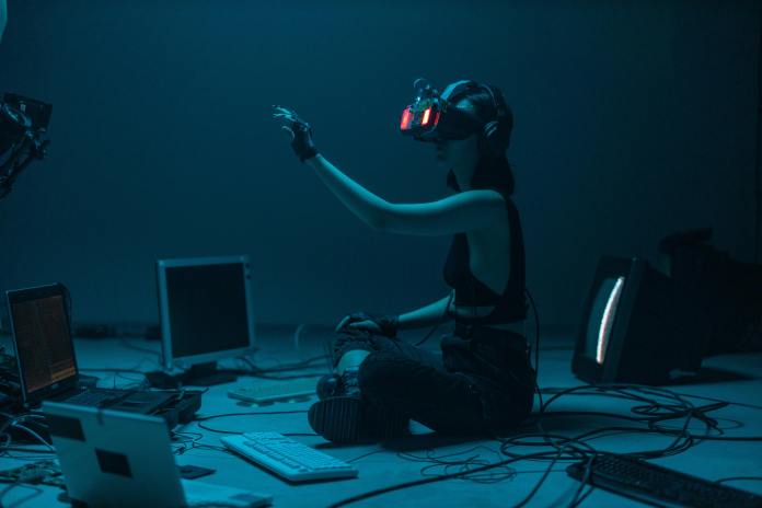 Woman wearing VR headset