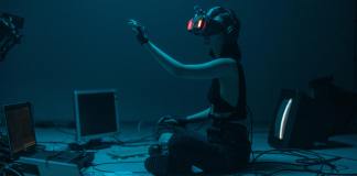 Woman wearing VR headset