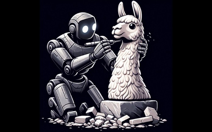 robot chiseling llama