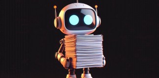 robot holding stack of papers