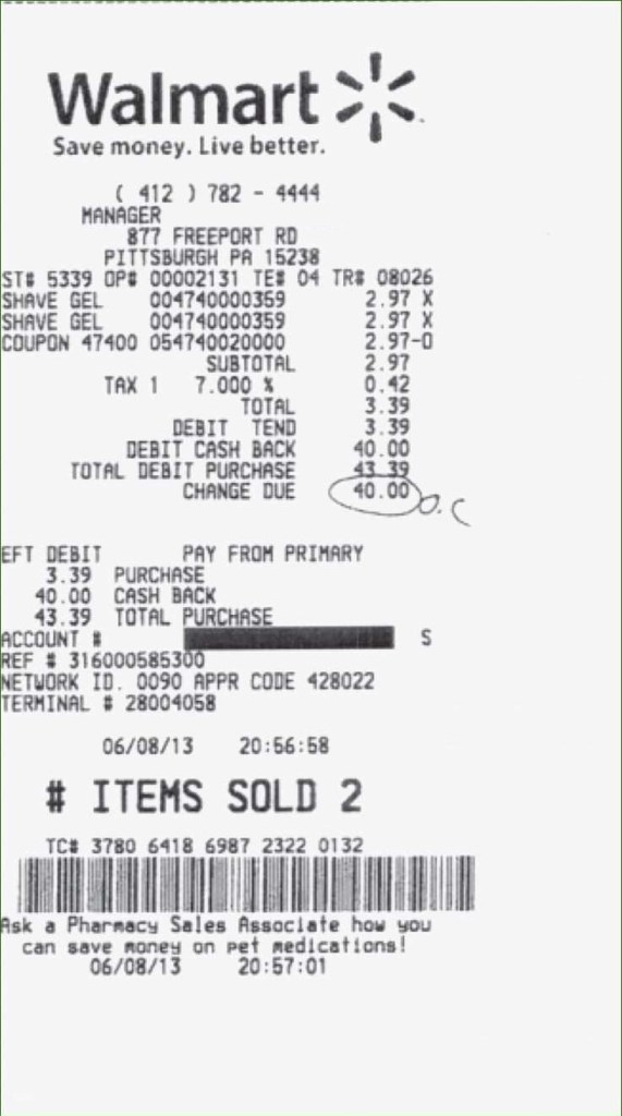 walmart receipt