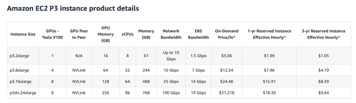 Amazon EC3 P3 pricing